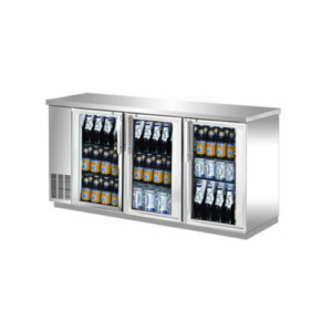 EFI CBBSGD3-72CC 72" 3-Door Glass Back Bar Refrigerator (Stainless)